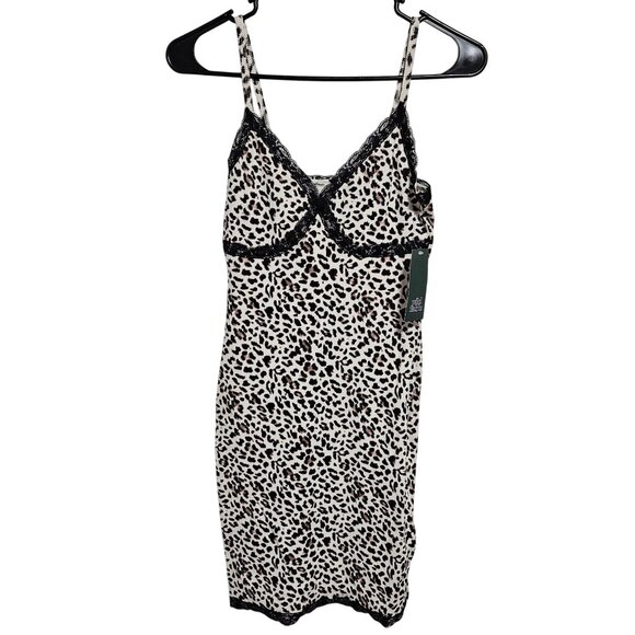 Wild Fable Leopard Print Cami Slip Dress Womens Sz XS Lace Trim Spaghetti Strap - Picture 1 of 8